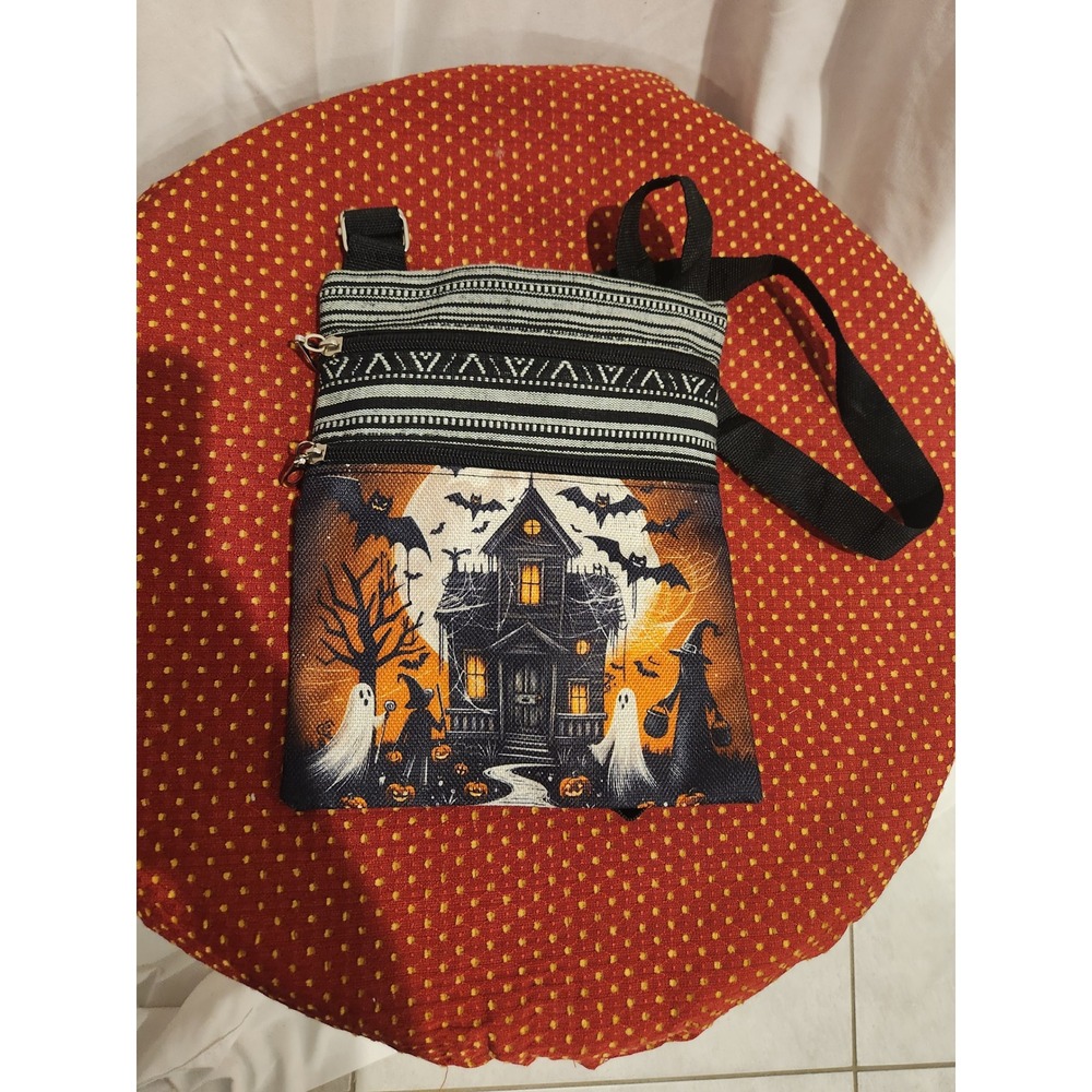 Halloween Haunted House Crossbody Bag Ghost Witch Bat Spooky Graphic Purse